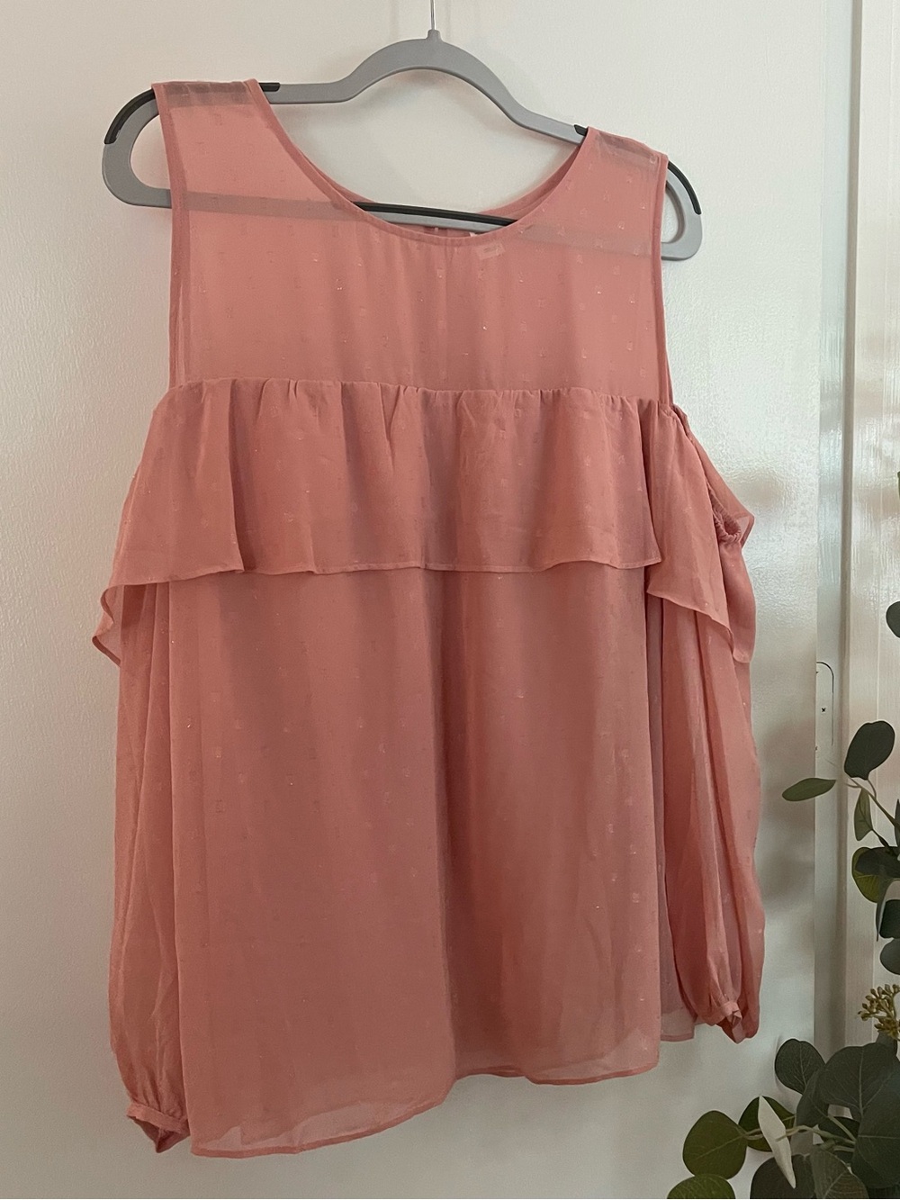 Old Navy Dusty Rose Ruffle Cold-Shoulder Blouse